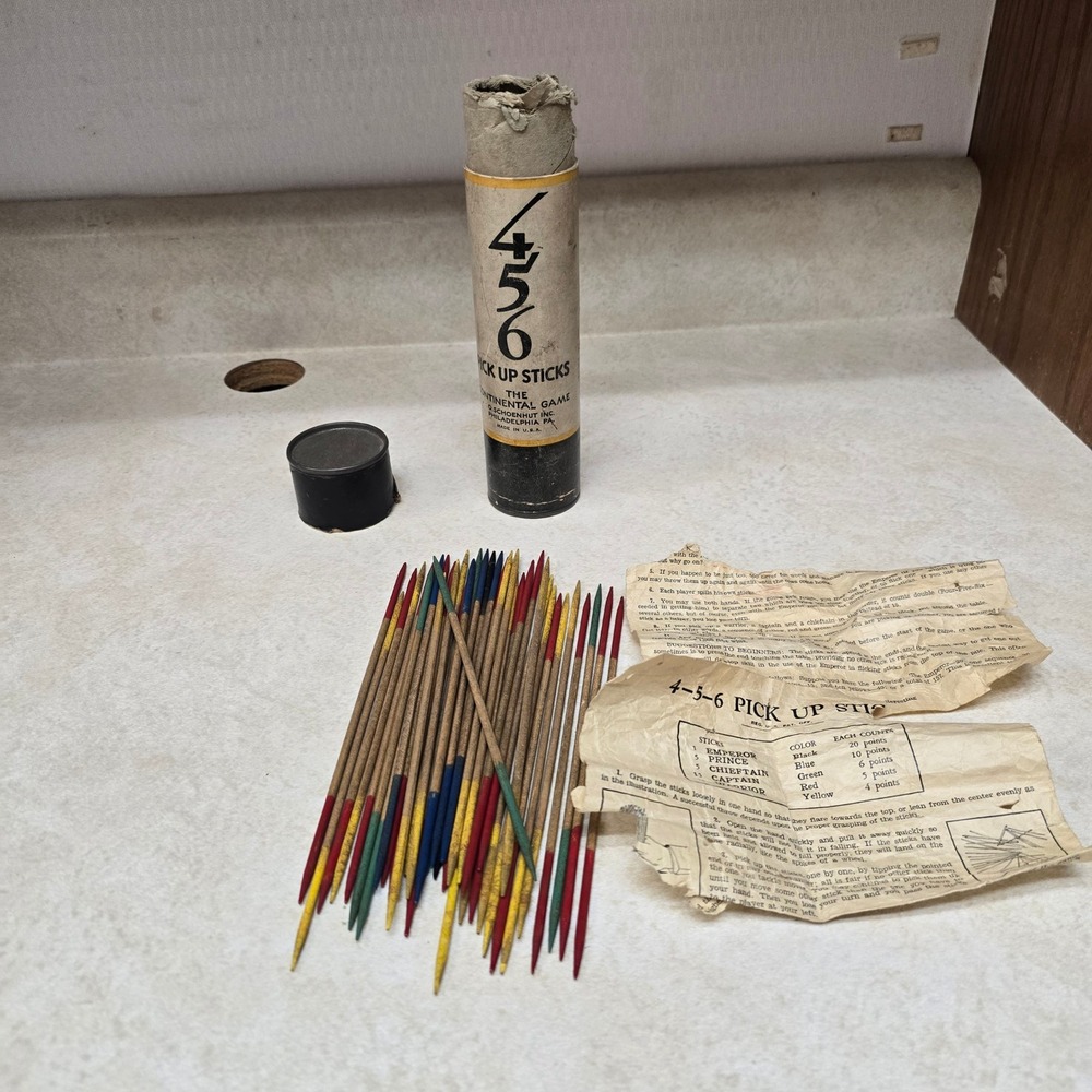 Vintage 4-5-6 Pick Up Sticks Game O‎ Schoenhut Inc Philadelphia PA Wood Sticks